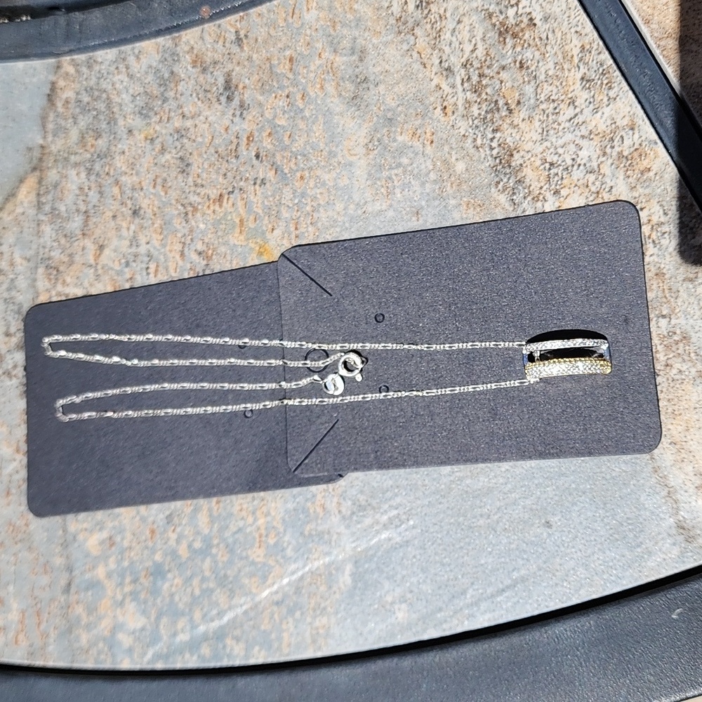 Sterling Silver Necklace with Pendant Cubic Zirconia